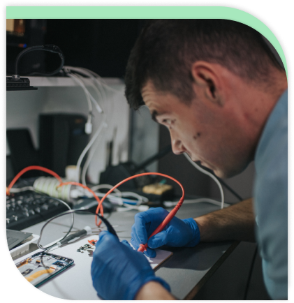 Technician working on electronics repair